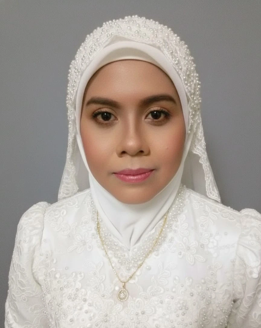 Hasil solekan mekap akad nikah natural dan manis oleh MUA Melaka